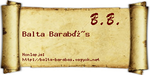 Balta Barabás névjegykártya